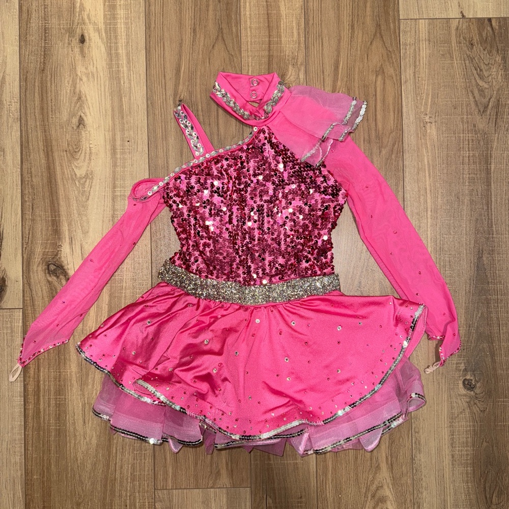 Weissman Pink Sequin Kids Dance Costume IC (intermediate child)